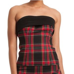 Trina Turk Tartan Strapless Hugo Top